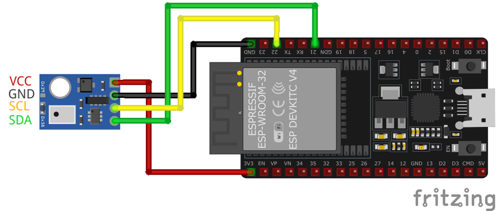 Схема подключения AHT10 к ESP32
