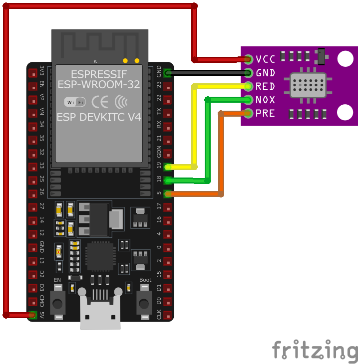 Схема подключения MiCS-4514 к ESP32